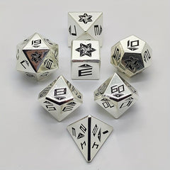 7-Piece Metal Dice Set with Golden Numbers
