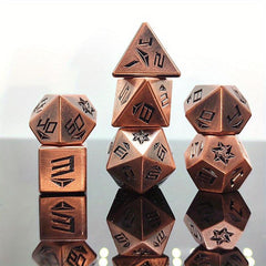7-Piece Metal Dice Set with Golden Numbers
