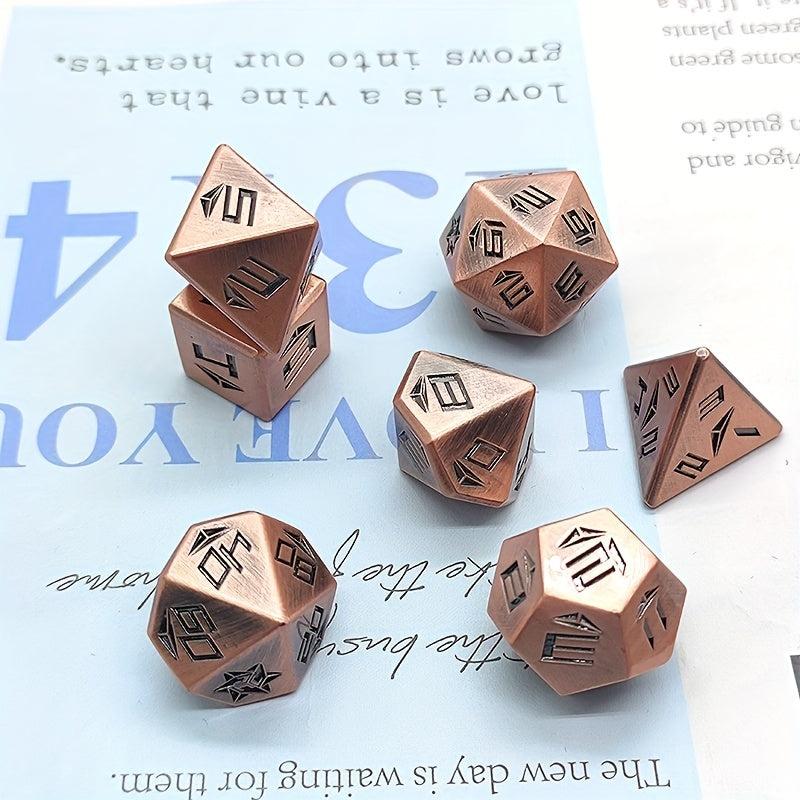 7-Piece Metal Dice Set with Golden Numbers