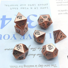 7-Piece Metal Dice Set with Golden Numbers