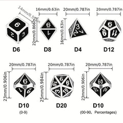 7-Piece Metal Dice Set with Golden Numbers