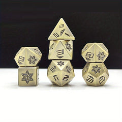 7-Piece Metal Dice Set with Golden Numbers