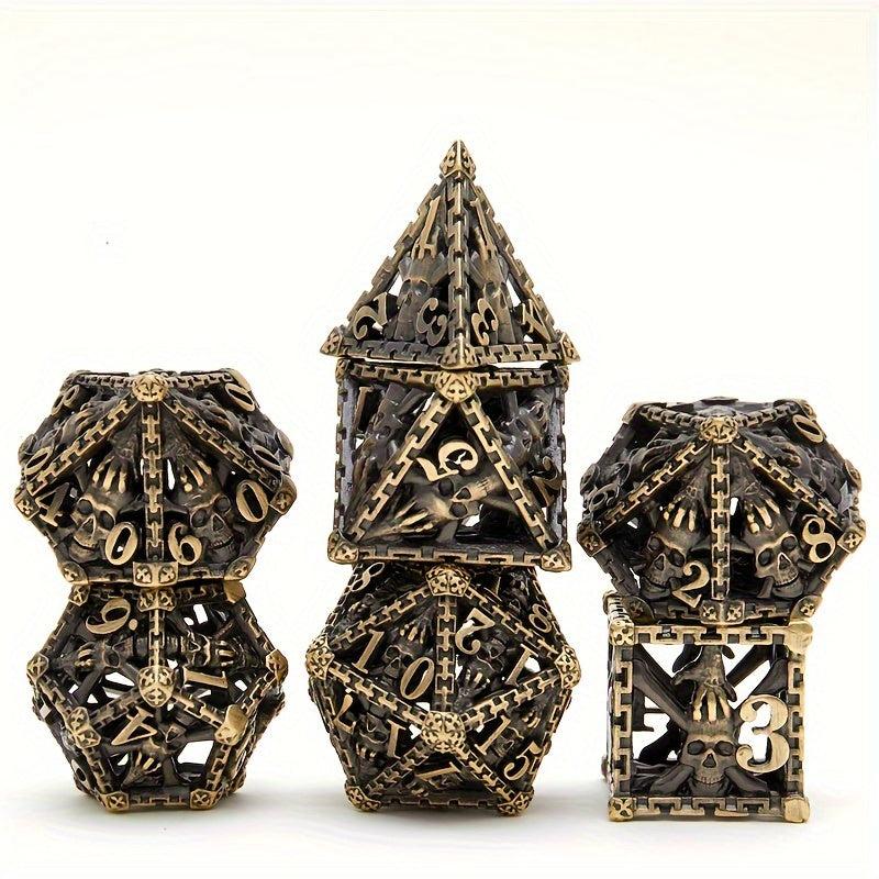 7pcs Hollow Ghost Hand Skull Metal Dice Set for Halloween Decoration