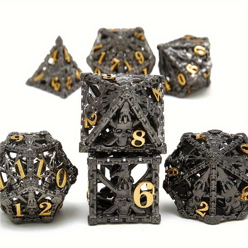 7pcs Hollow Ghost Hand Skull Metal Dice Set for Halloween Decoration