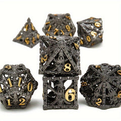 7pcs Hollow Ghost Hand Skull Metal Dice Set for Halloween Decoration