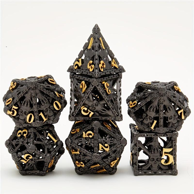 7pcs Hollow Ghost Hand Skull Metal Dice Set for Halloween Decoration