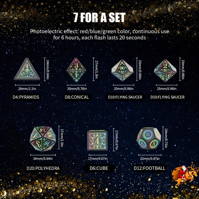 7pcs Christmas LED Dice Set for Board Game