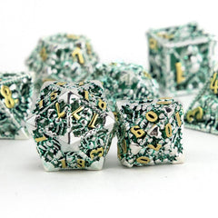 7pcs Silvery Green Octopus Metal Dice Set for Board Game
