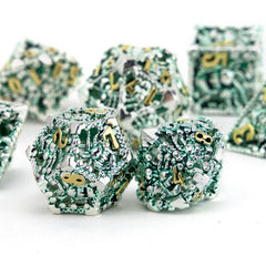 7pcs Silvery Green Octopus Metal Dice Set for Board Game