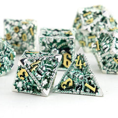 7pcs Silvery Green Octopus Metal Dice Set for Board Game