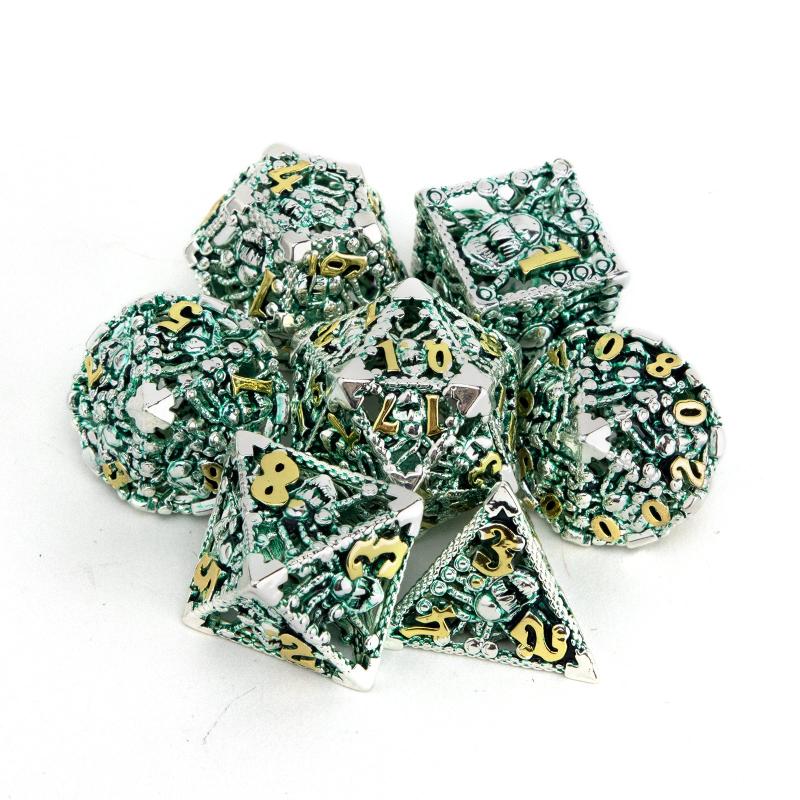 7pcs Silvery Green Octopus Metal Dice Set for Board Game