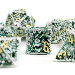 7pcs Silvery Green Octopus Metal Dice Set for Board Game