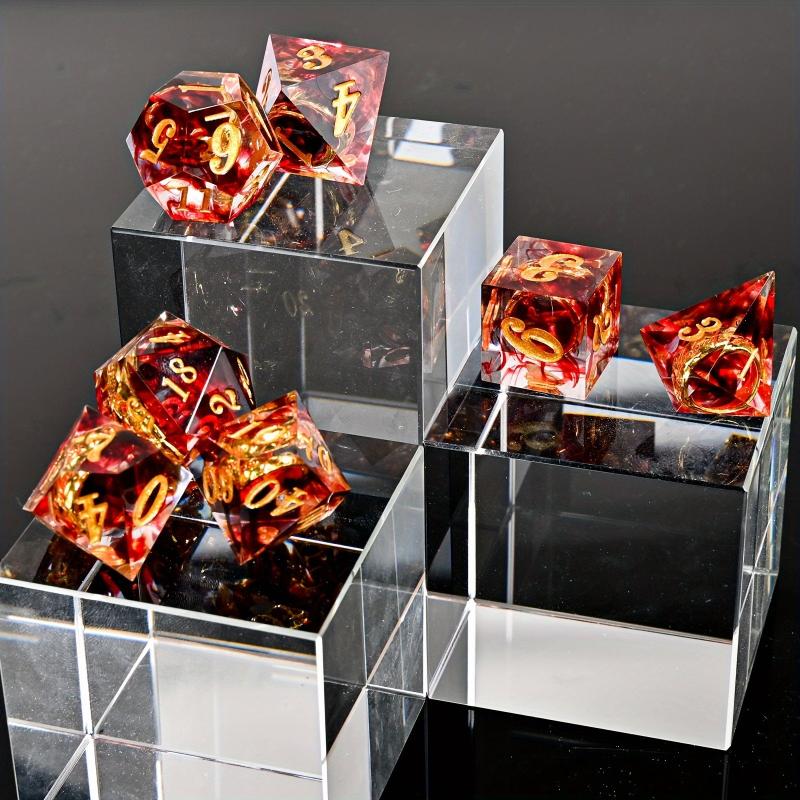 7pcs Red Resin Polyhedral Dices Magic Rings Role Playing Board Game