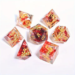 7pcs Red Resin Polyhedral Dices Magic Rings Role Playing Board Game