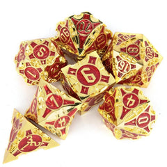 7pcs Golden Red Metal Polyhedral Dice Set for Role Playing Game