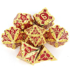 7pcs Golden Red Metal Polyhedral Dice Set for Role Playing Game