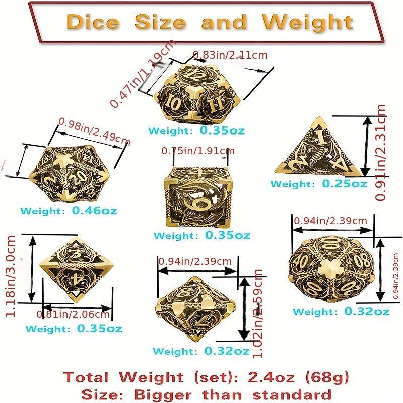 Metal Dice Set Golden Dice Role Playing Game 7Pcs