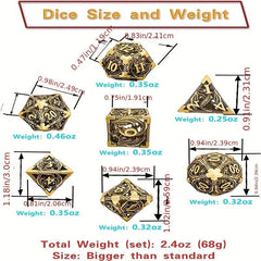 Metal Dice Set Golden Dice Role Playing Game 7Pcs