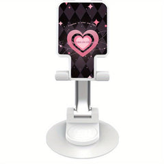 Purple Plaid Pink Love Phone Holder Stand For Switch