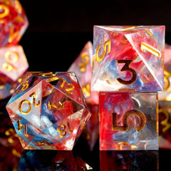 Resin Red & Fantasy Quicksand Dice RPG Set