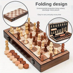 Christmas Thanksgiving Gift Chess Folding Chessboard Two in One Wooden Toy