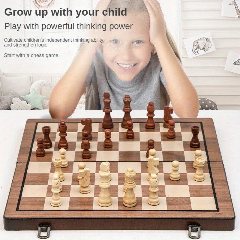 Christmas Thanksgiving Gift Chess Folding Chessboard Two in One Wooden Toy