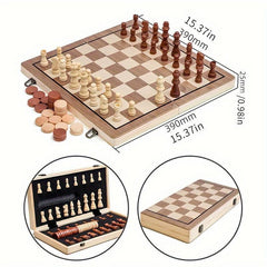 Christmas Thanksgiving Gift Chess Folding Chessboard Two in One Wooden Toy
