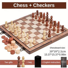 Christmas Thanksgiving Gift Chess Folding Chessboard Two in One Wooden Toy
