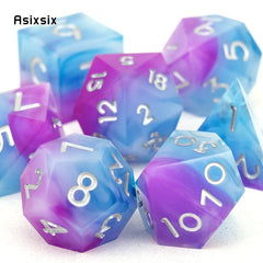 7 Pink & # Sharp Edge Resin Polyhedral Dices for RPG Board Game