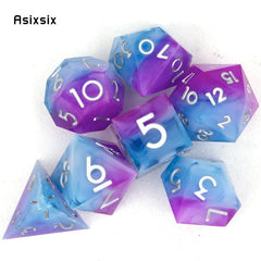 7 Pink & # Sharp Edge Resin Polyhedral Dices for RPG Board Game