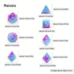 7 Pink & # Sharp Edge Resin Polyhedral Dices for RPG Board Game