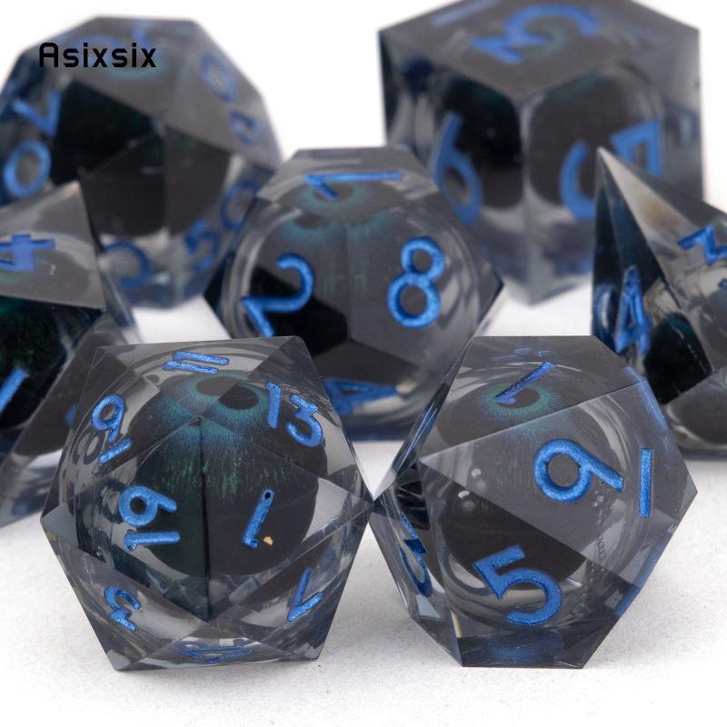 7pcs Resin Flowing Eyes Polyhedral Dice Set for Board Game