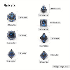 7pcs Resin Flowing Eyes Polyhedral Dice Set for Board Game