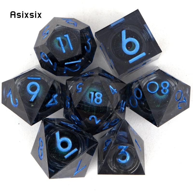 7pcs Resin Flowing Eyes Polyhedral Dice Set for Board Game