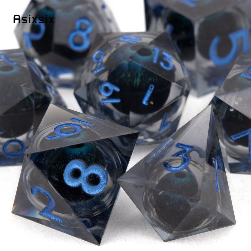 7pcs Resin Flowing Eyes Polyhedral Dice Set for Board Game