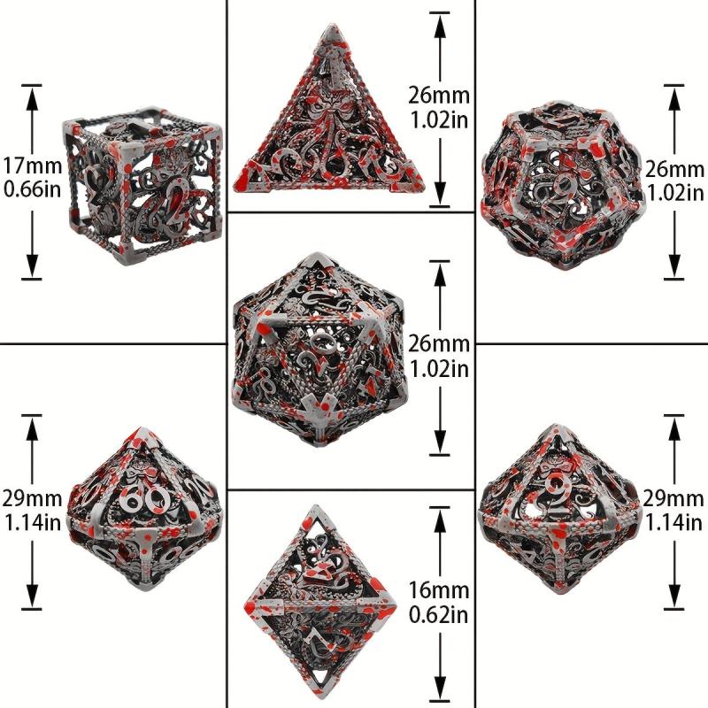 Hand Welded Octopus Dice 7pcs Set Blood Spot Octopus