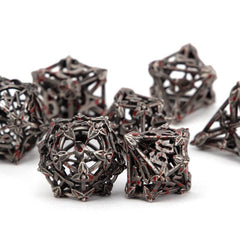 7pcs Silvery Red Leaf Flower Metal Dices for Role Playing Board Game