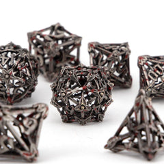 7pcs Silvery Red Leaf Flower Metal Dices for Role Playing Board Game