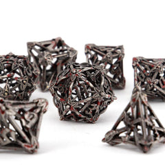 7pcs Silvery Red Leaf Flower Metal Dices for Role Playing Board Game