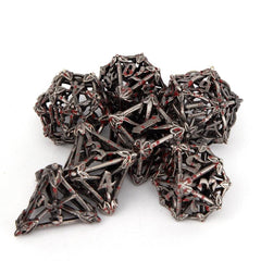 7pcs Silvery Red Leaf Flower Metal Dices for Role Playing Board Game