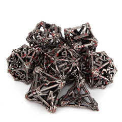 7pcs Silvery Red Leaf Flower Metal Dices for Role Playing Board Game