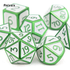 7pcs Green Metal Polyhedral Dice Set for RPG Board Game