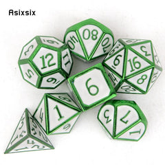 7pcs Green Metal Polyhedral Dice Set for RPG Board Game
