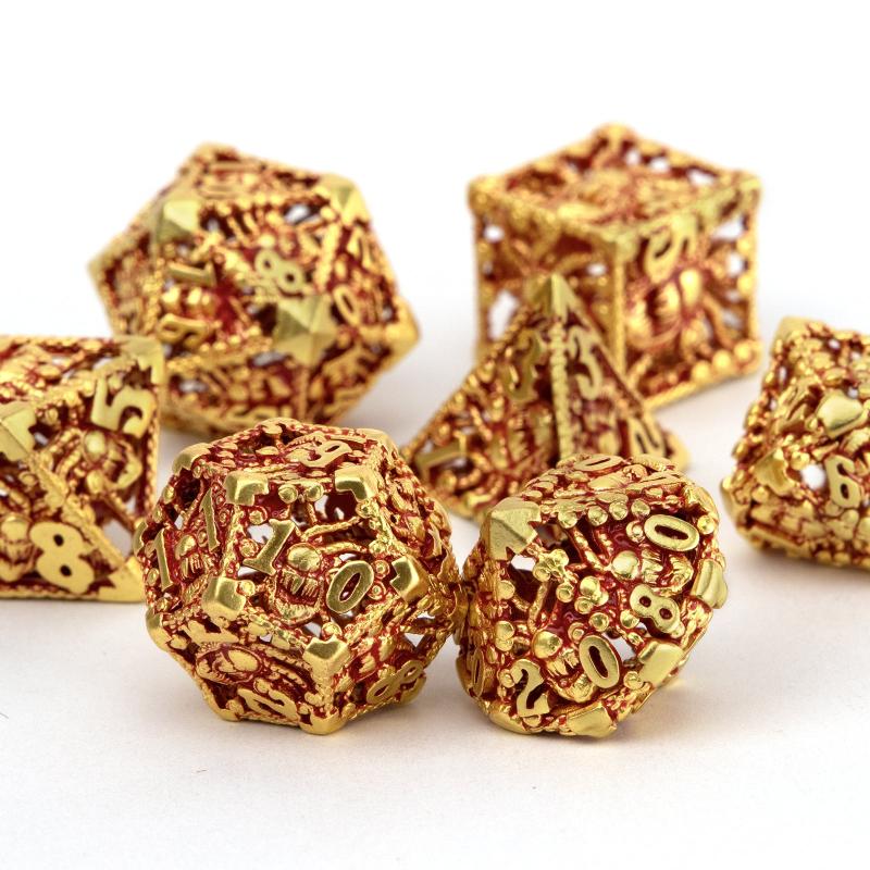 7pcs Golden Red Octopus Metal Dice Set for RPG Board Game