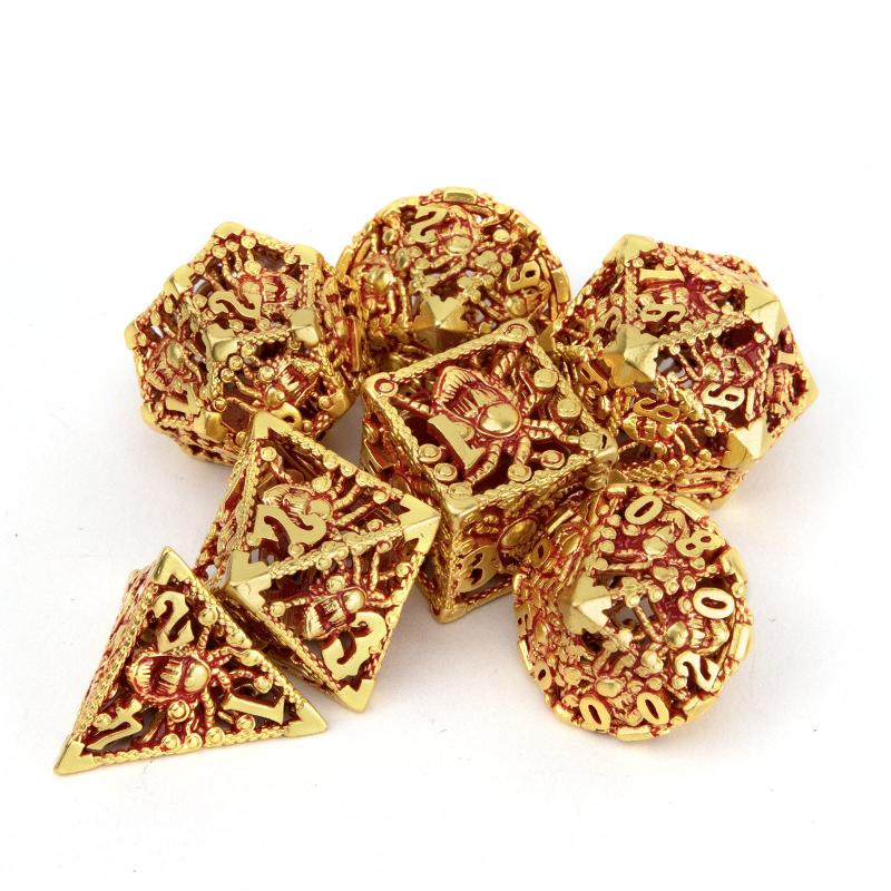 7pcs Golden Red Octopus Metal Dice Set for RPG Board Game
