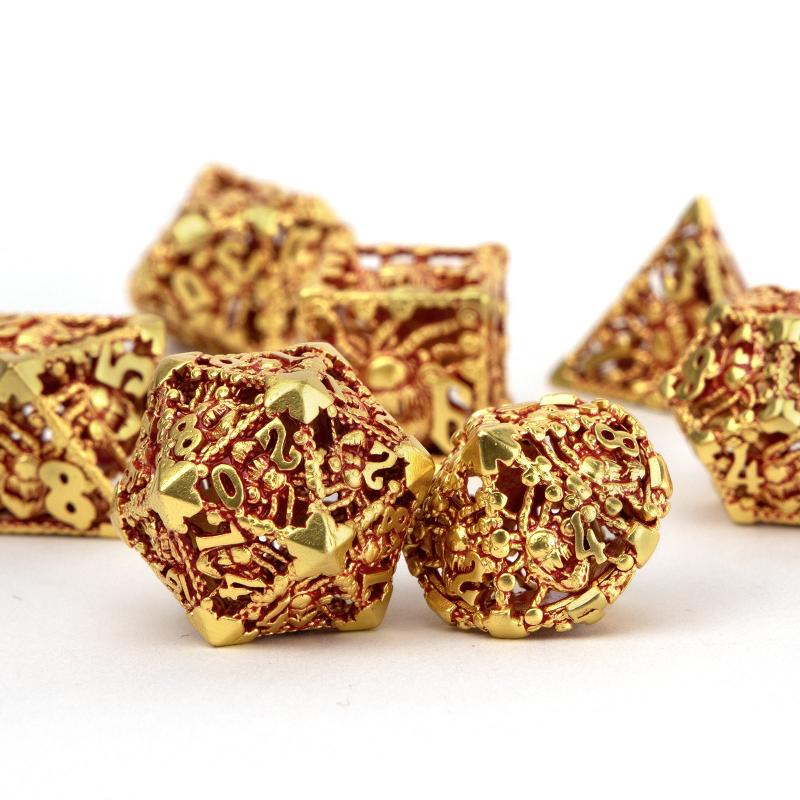 7pcs Golden Red Octopus Metal Dice Set for RPG Board Game