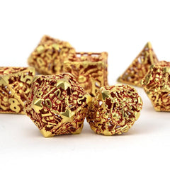 7pcs Golden Red Octopus Metal Dice Set for RPG Board Game