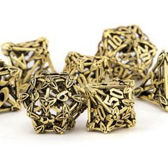 7pcs Golden Leaf Flower Metal Dice Set for Role Playing Game