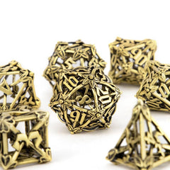 7pcs Golden Leaf Flower Metal Dice Set for Role Playing Game