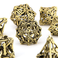 7pcs Golden Leaf Flower Metal Dice Set for Role Playing Game
